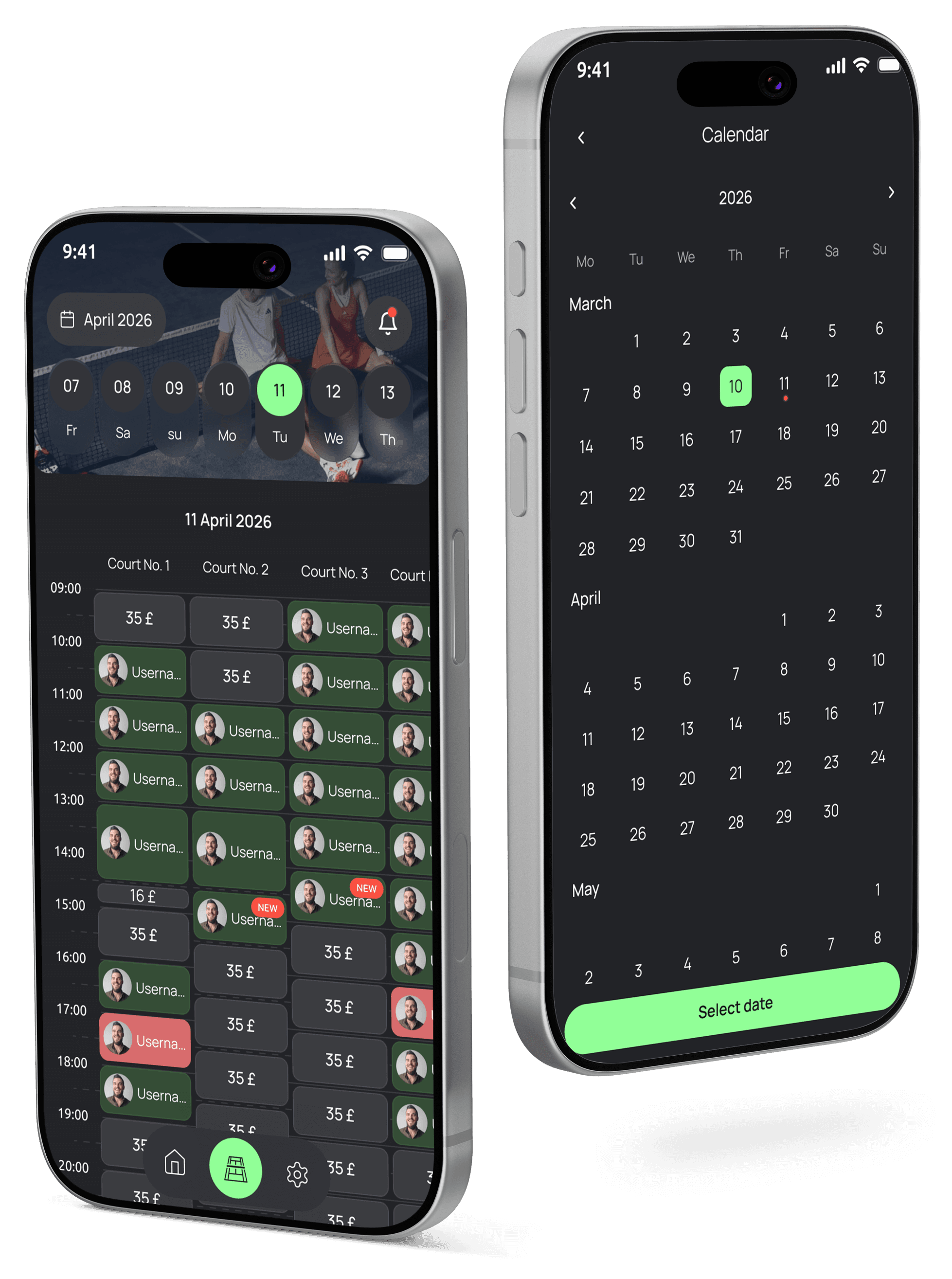 Padel Club Management Dashboard Mockup